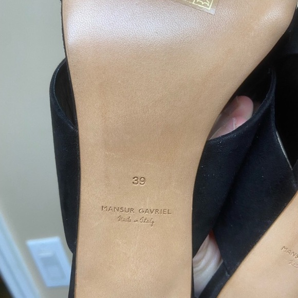Black Suede Crossover Heeled Sandal | Mansur Gavriel - Picture 7 of 7